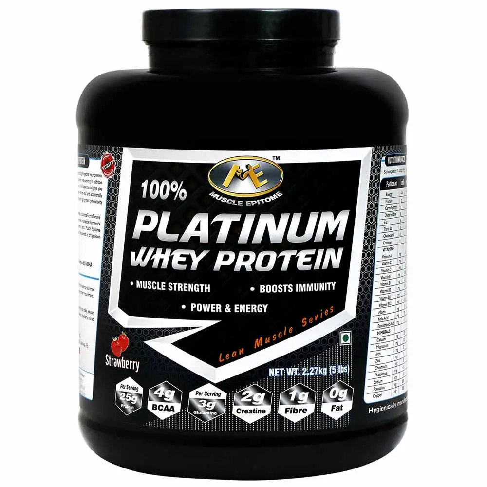 Muscle Epitome 100% Platinum Whey Protein,  5 lb  Strawberry