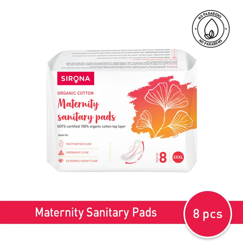 Sirona Natural Ultra Soft Super Pads - 8 Pcs (420Mm) With Premium Maternity Breast Pads (36 Pads)