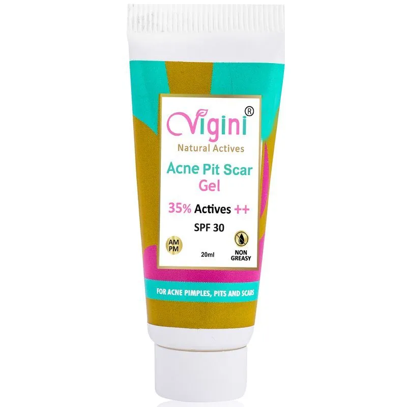 Vigini Anti Acne Pitspot Scar Pimples Treatment Face Gel Niacianamide Hyaluronic Acid Neem Turmeric