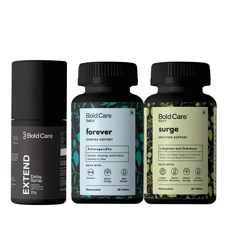 Bold Care All Rounder Support Kit -forever + Surge Tablets + Extend Delay Spray