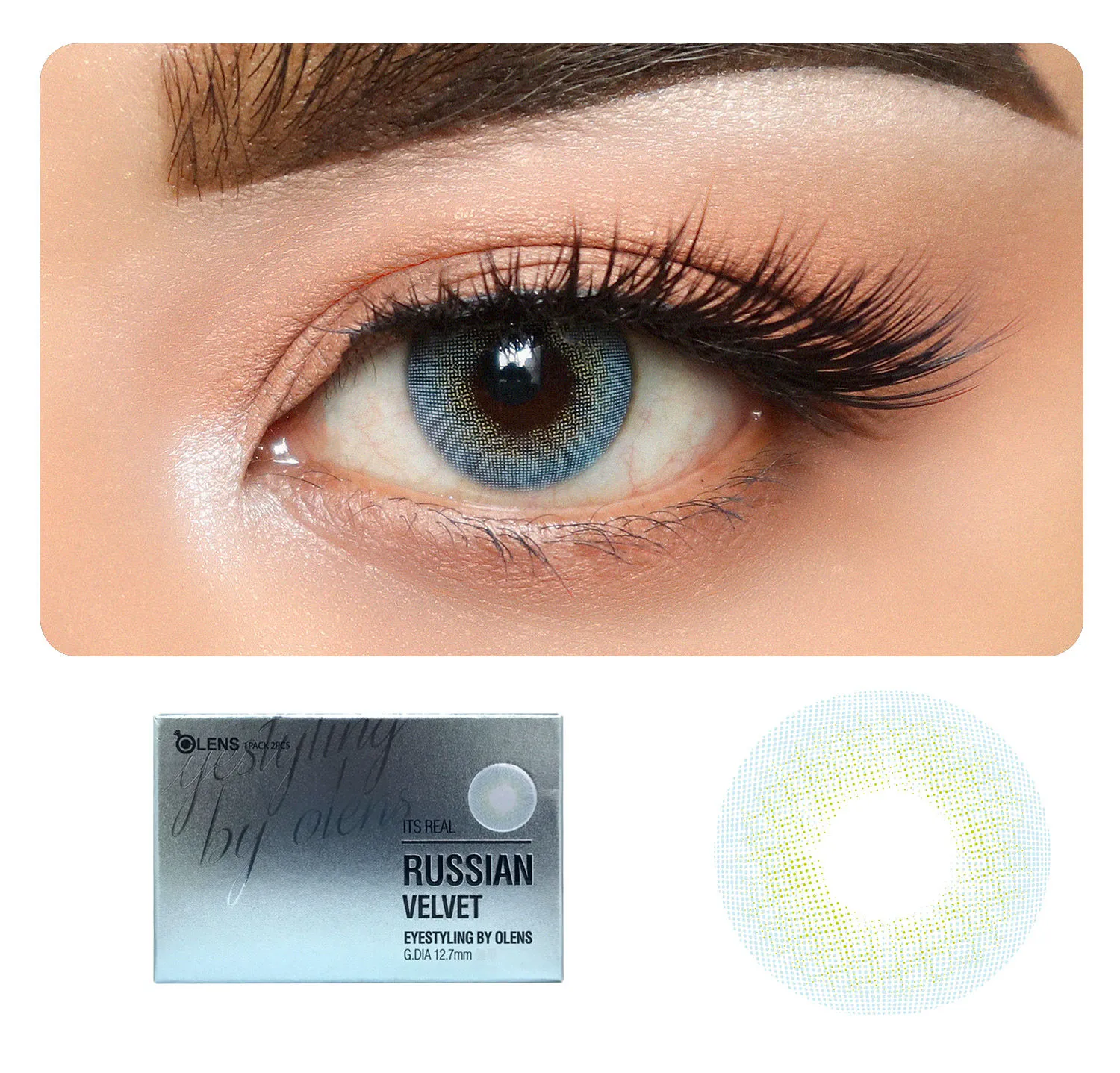 O-Lens Russian Velvet Monthly Coloured Contact Lenses - Blue (0.00)