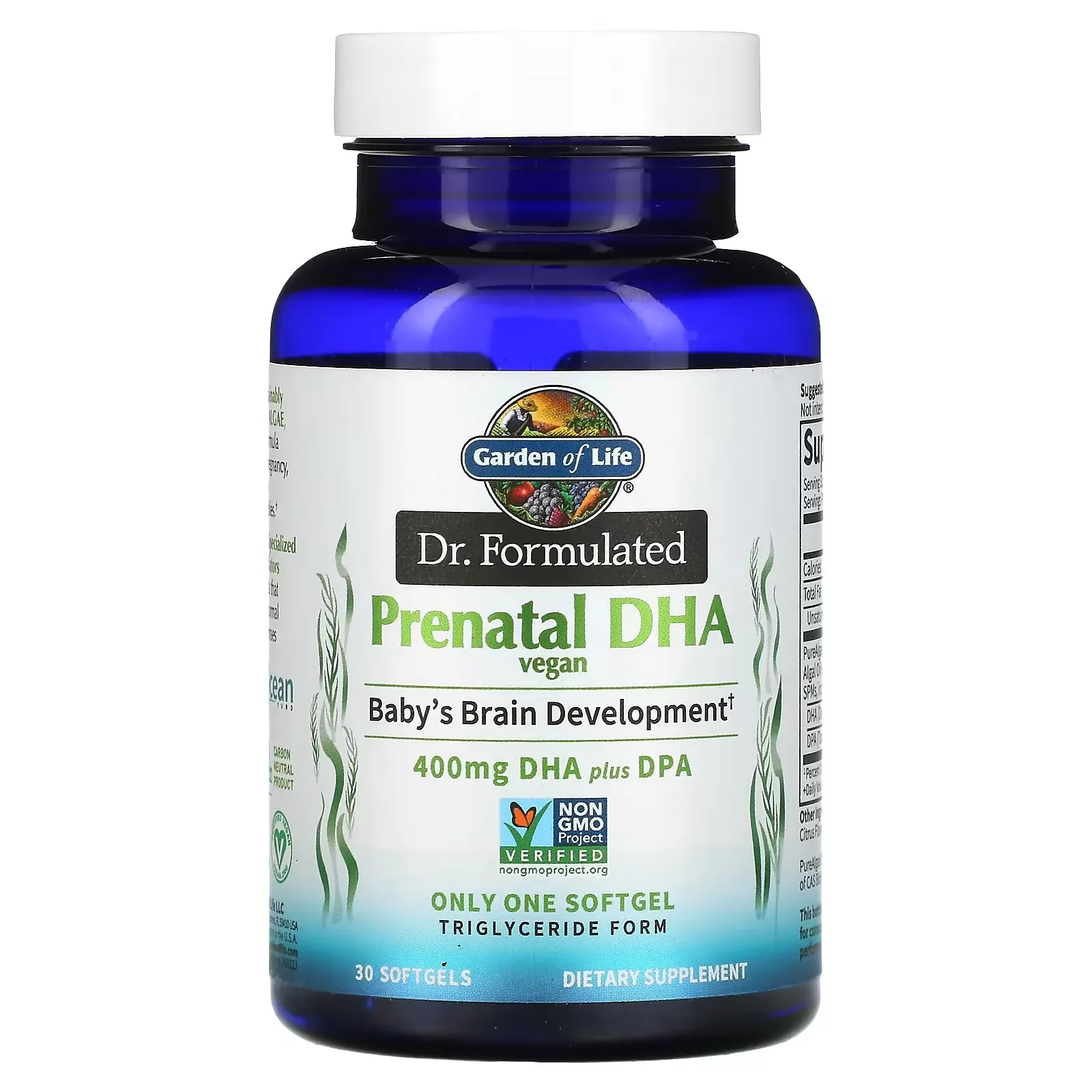 Dr. Formulated, Vegan Prenatal DHA, 400 mg, 30 Softgels