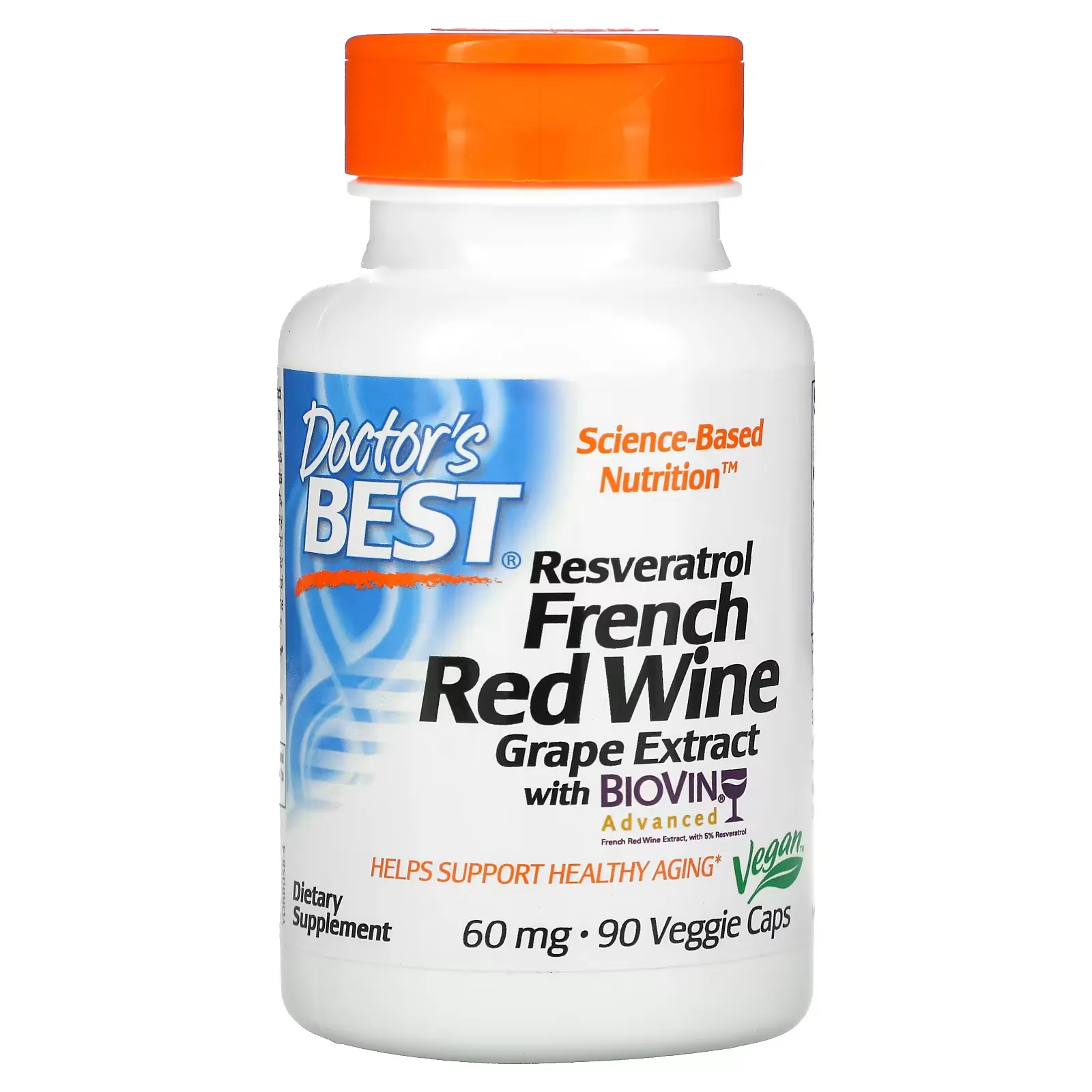 Resveratrol French Red Wine Grape Extract, 60 mg, 90 Veggie Caps