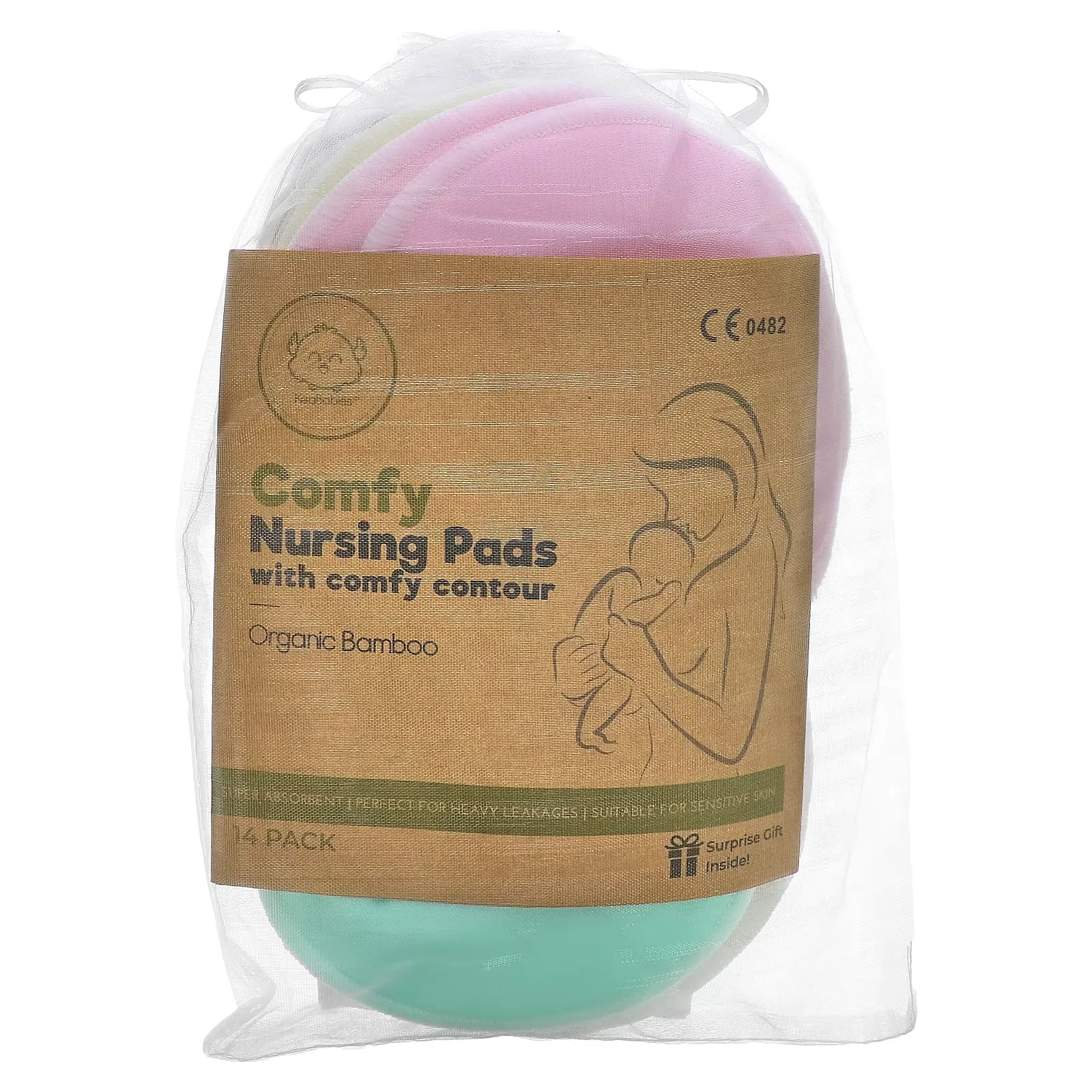 Comfy Nursing Pads, Pastel Touch, 14 Pack