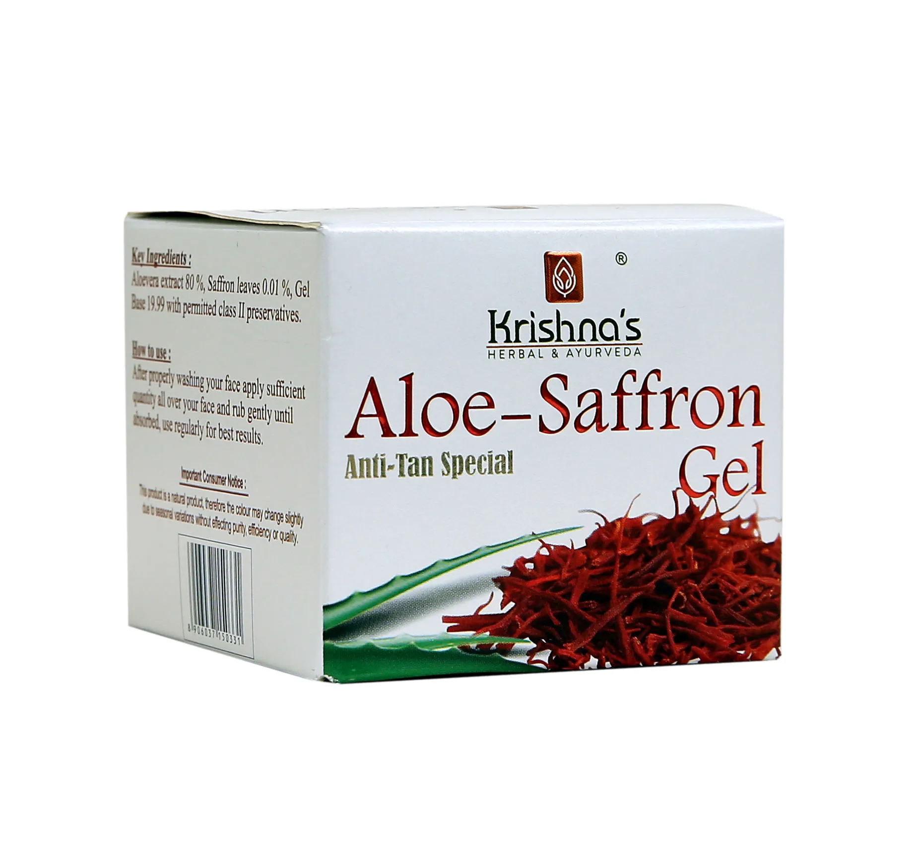 Krishna's Herbal & Ayurveda Aloe Vera Saffron Gel