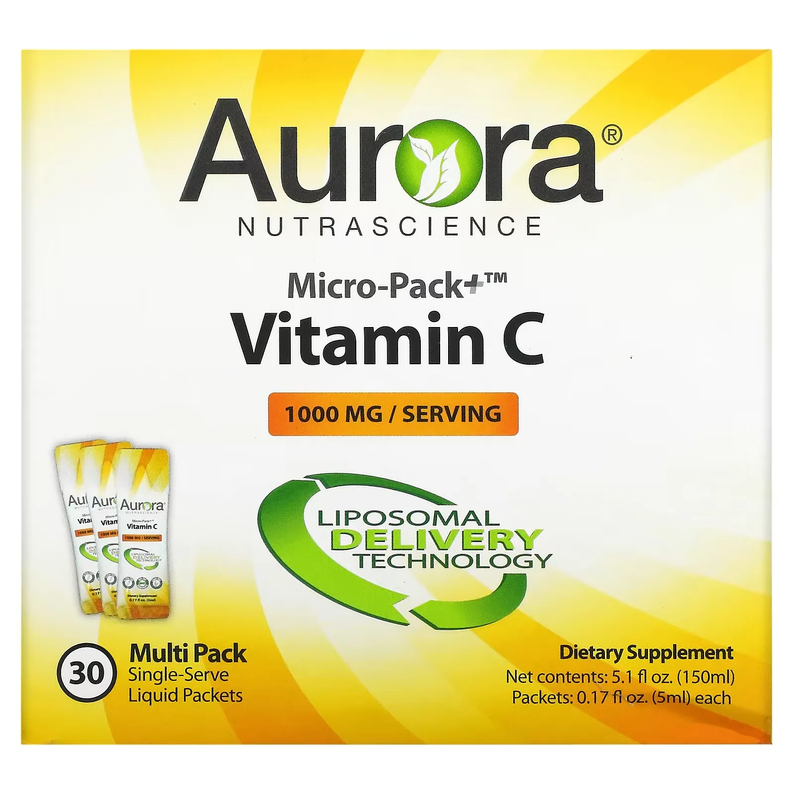 Micro-Pack+ Vitamin C, 1,000 mg , 30 Packets, 0.17 fl oz (5 ml) Each