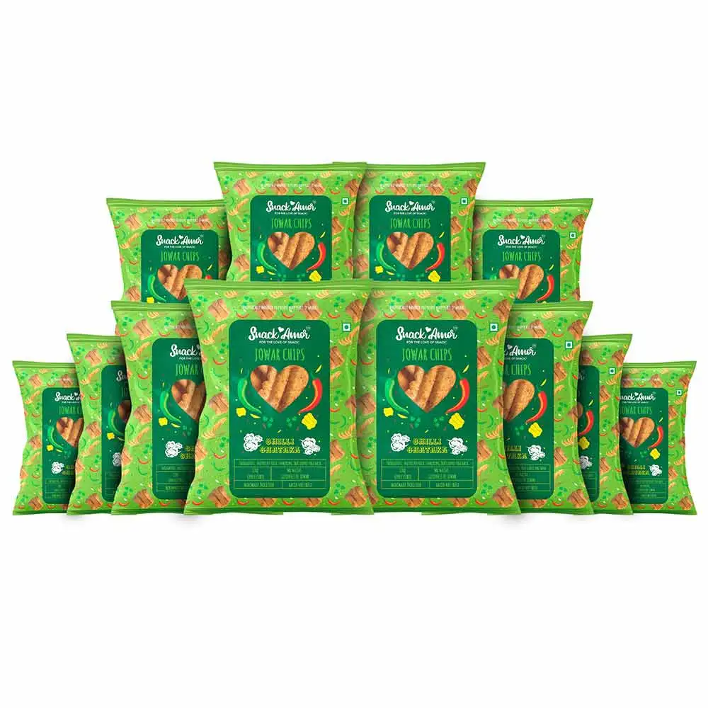 SnackAmor Jowar Chips,  Chilli Chataka (Pack of 12)  25 g