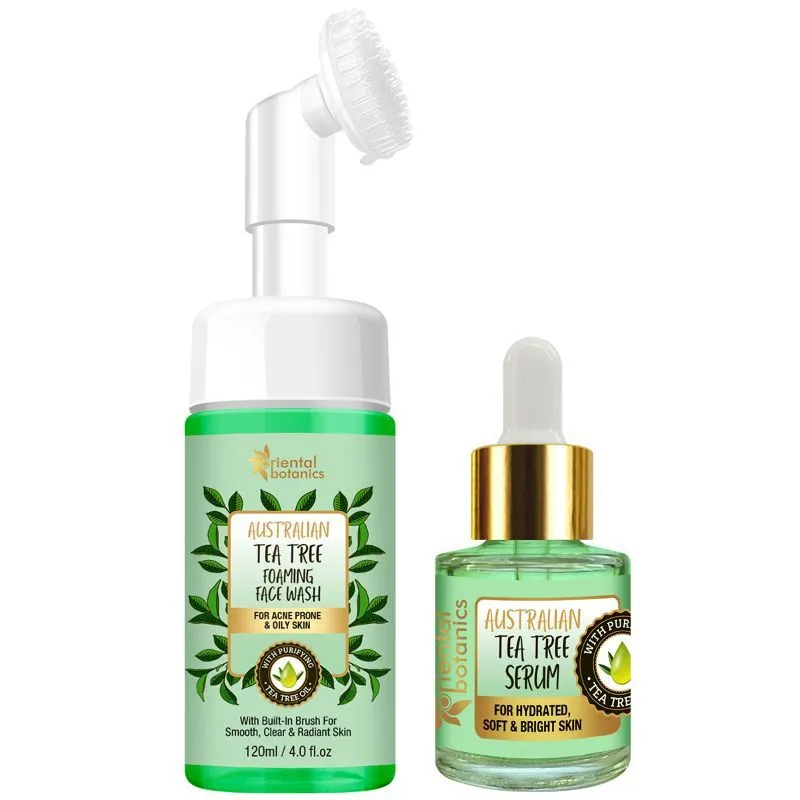 Oriental Botanics Australian Tea Tree Serum + Face Wash With Built In Brush