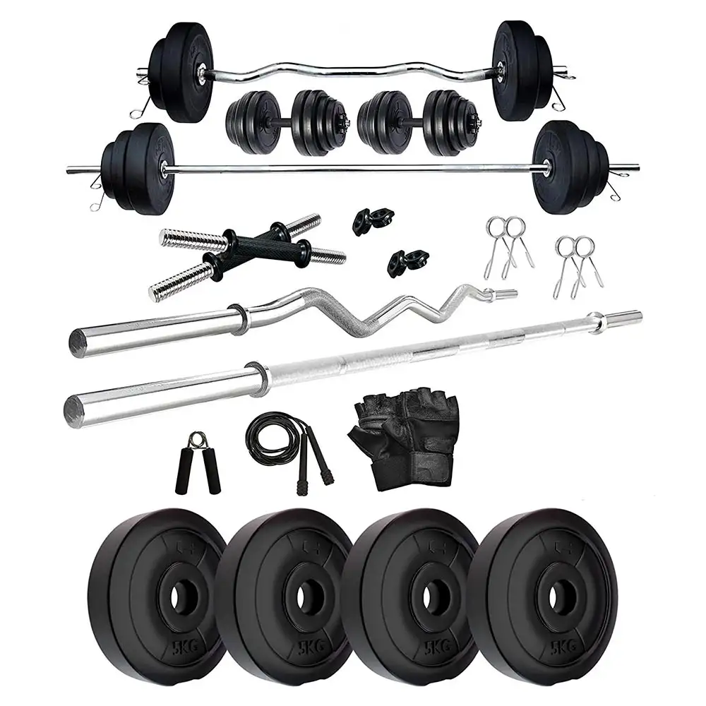 HUSTLE FITNESS 20 kg Fitness Equipments Home Gym Combo Kit 2