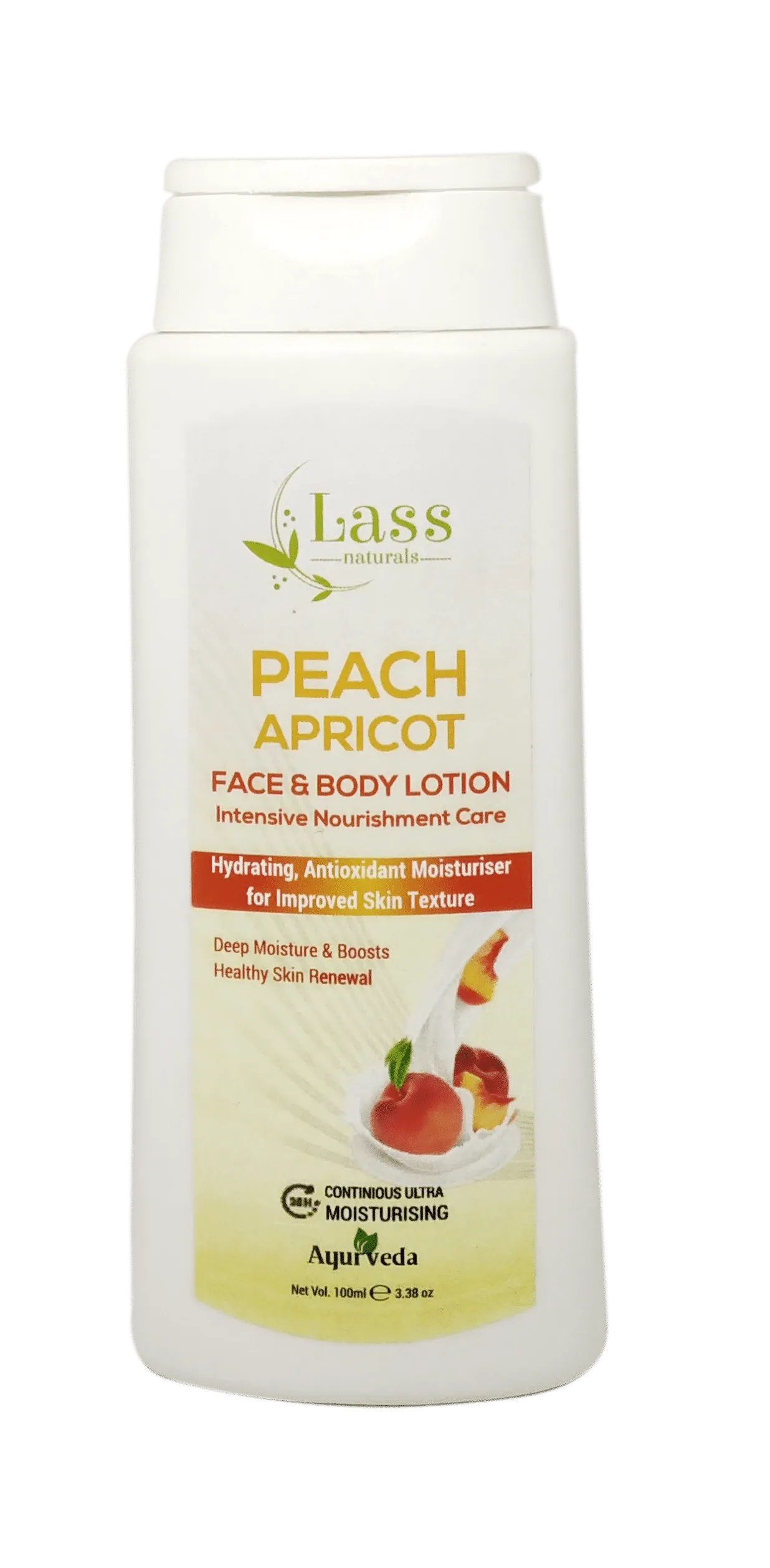 Lass Naturals Peach Apricot 24 Hr Moisturising Face & Body Lotion