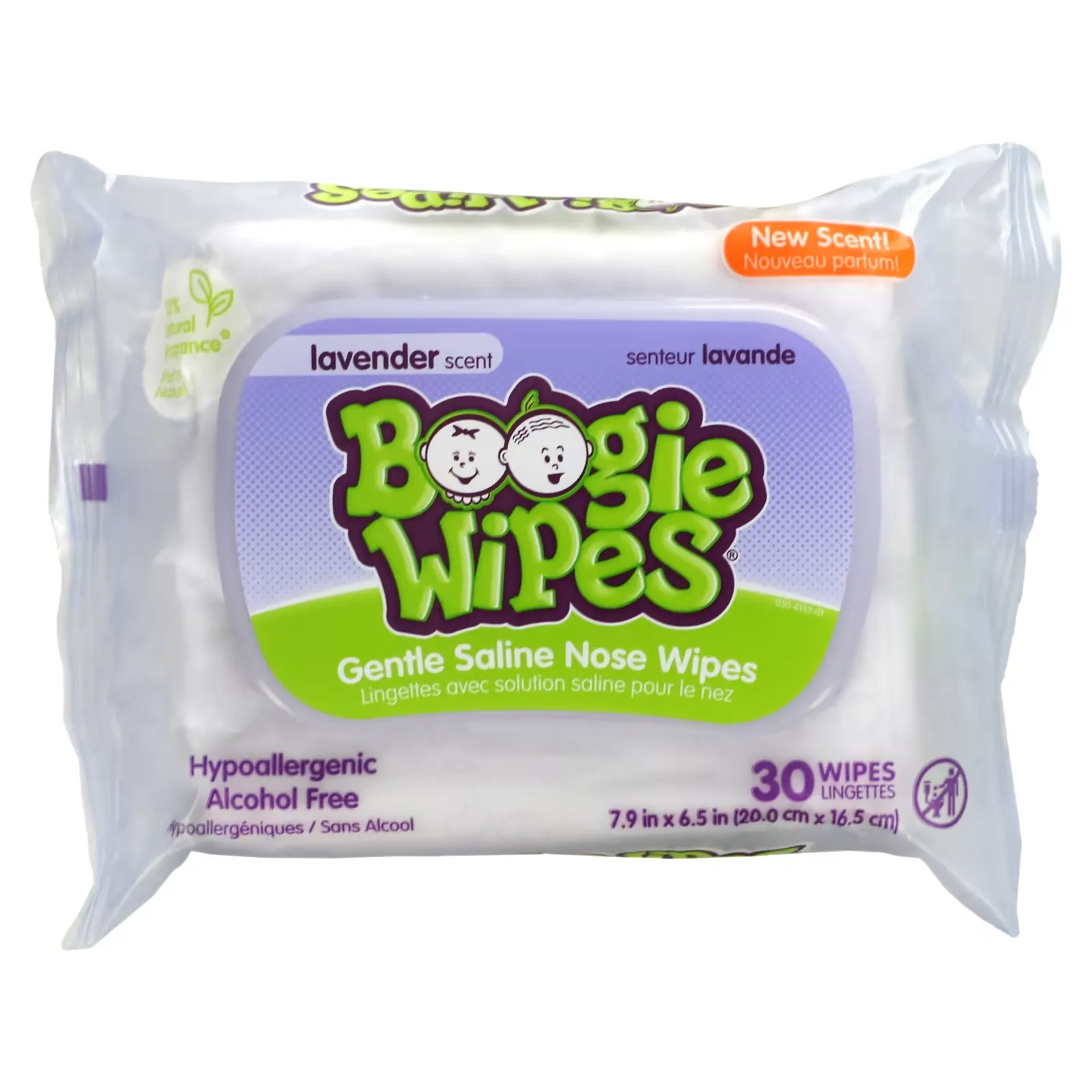 Gentle Saline Nose Wipes, Lavender Scent, 30 Wipes