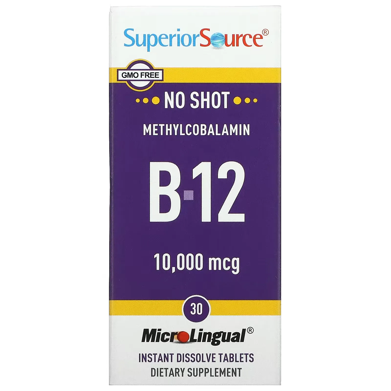 Methylcobalamin B-12, 10,000 mcg, 30 MicroLingual Instant Dissolve Tablets