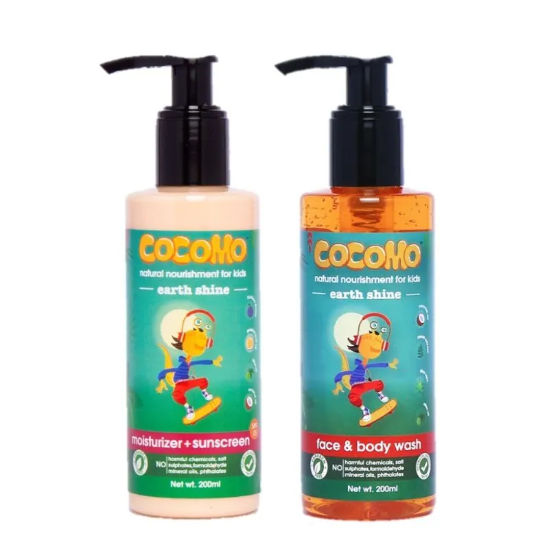 Cocomo Natural Kids Skin Care Combo - Earth Shine Body Wash + Sunscreen Lotion SPF 15