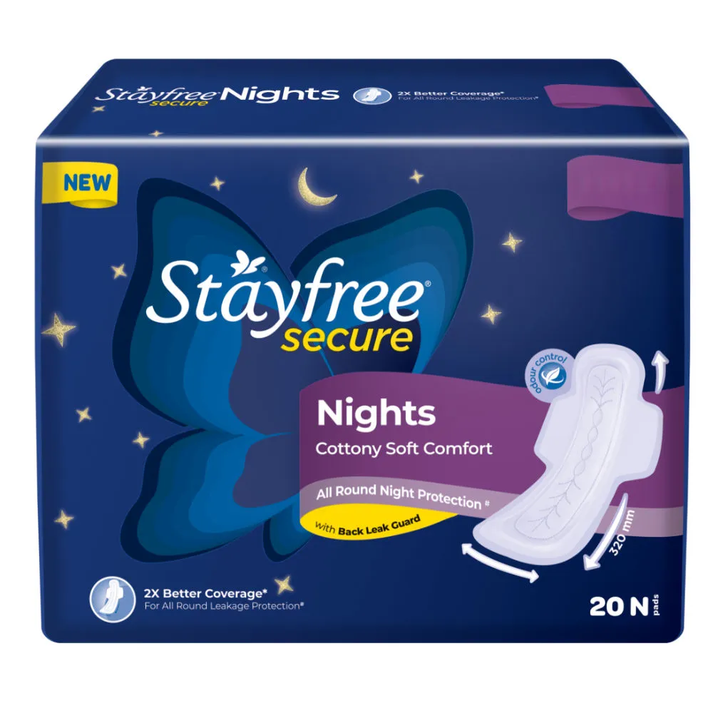 Stayfree Secure Nights Cottony Soft Comfort Pads - 20 Pcs