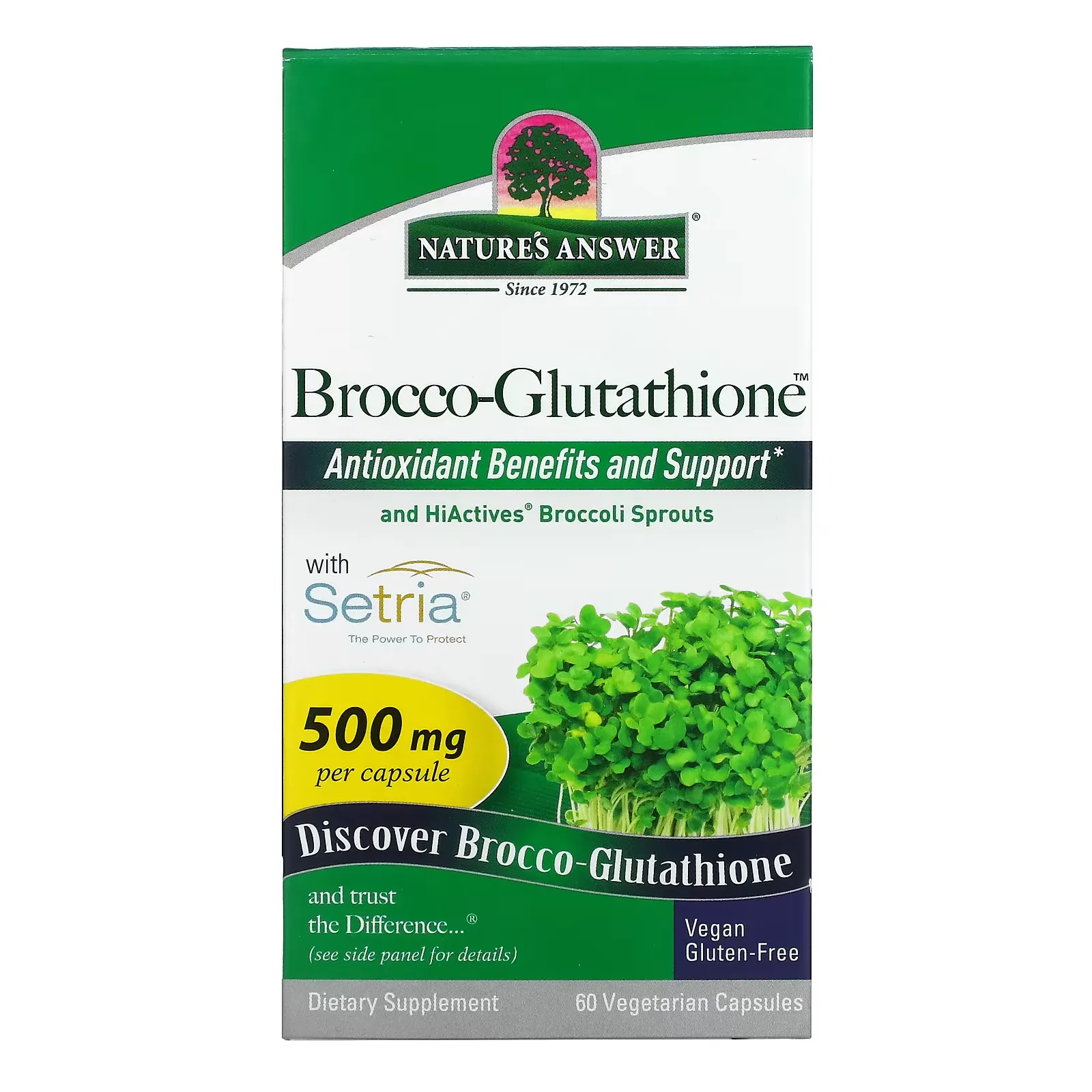 Brocco-Glutathione, 500 mg, 60 Vegetarian Capsules