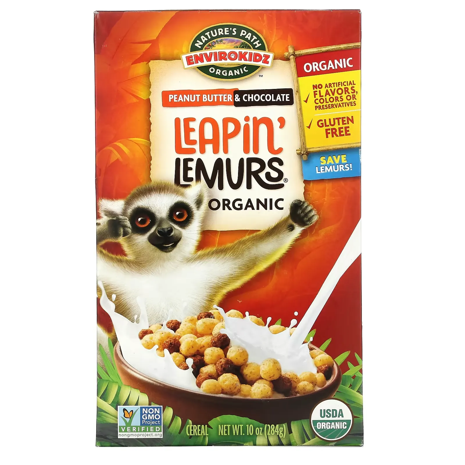 Envirokidz Organic, Leapin' Lemurs Cereal, Peanut Butter & Chocolate, 10 oz (284 g)