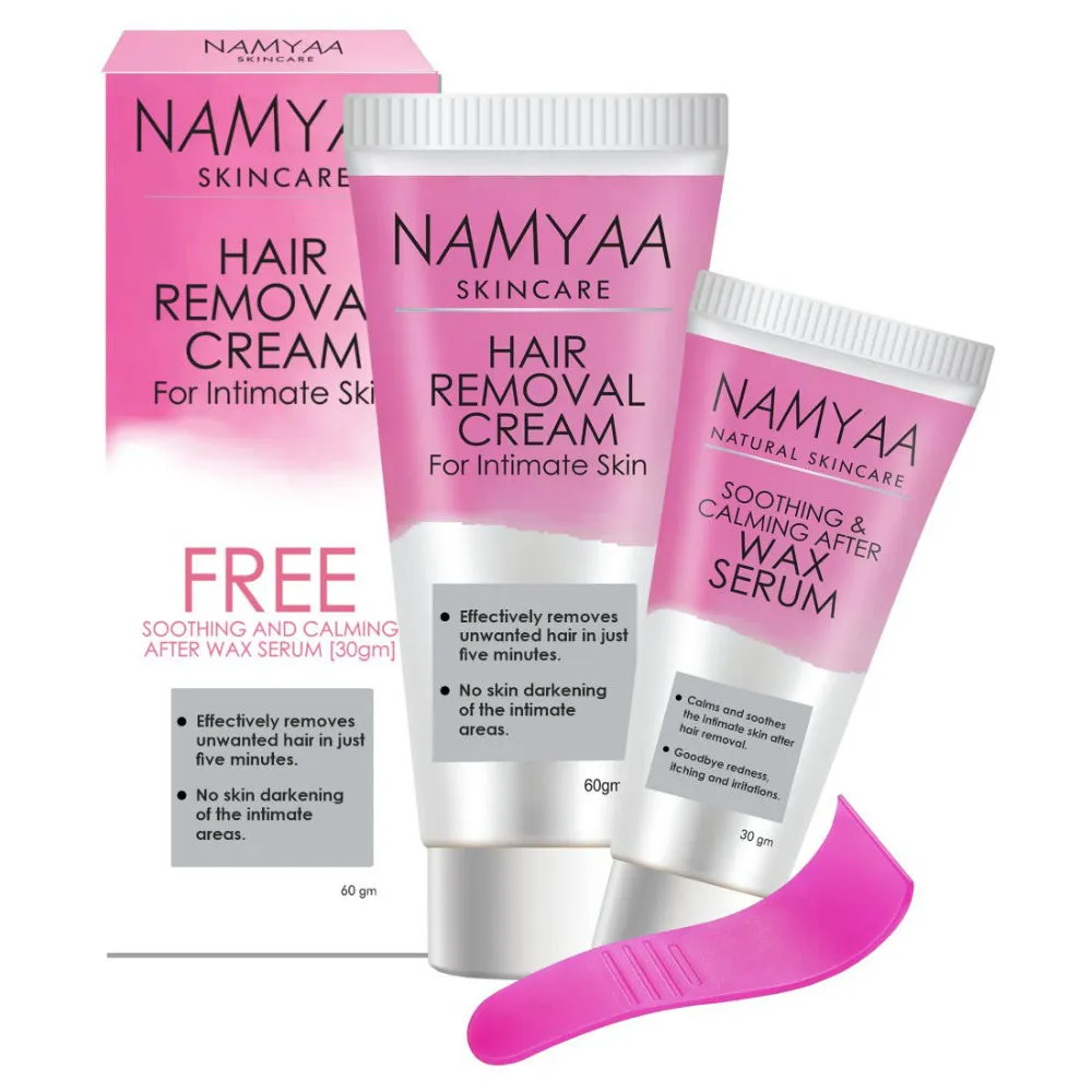 Namyaa Hair Removing Cream For Intimate Skin With After Wax Soothing Serum With Vitamin C Cream