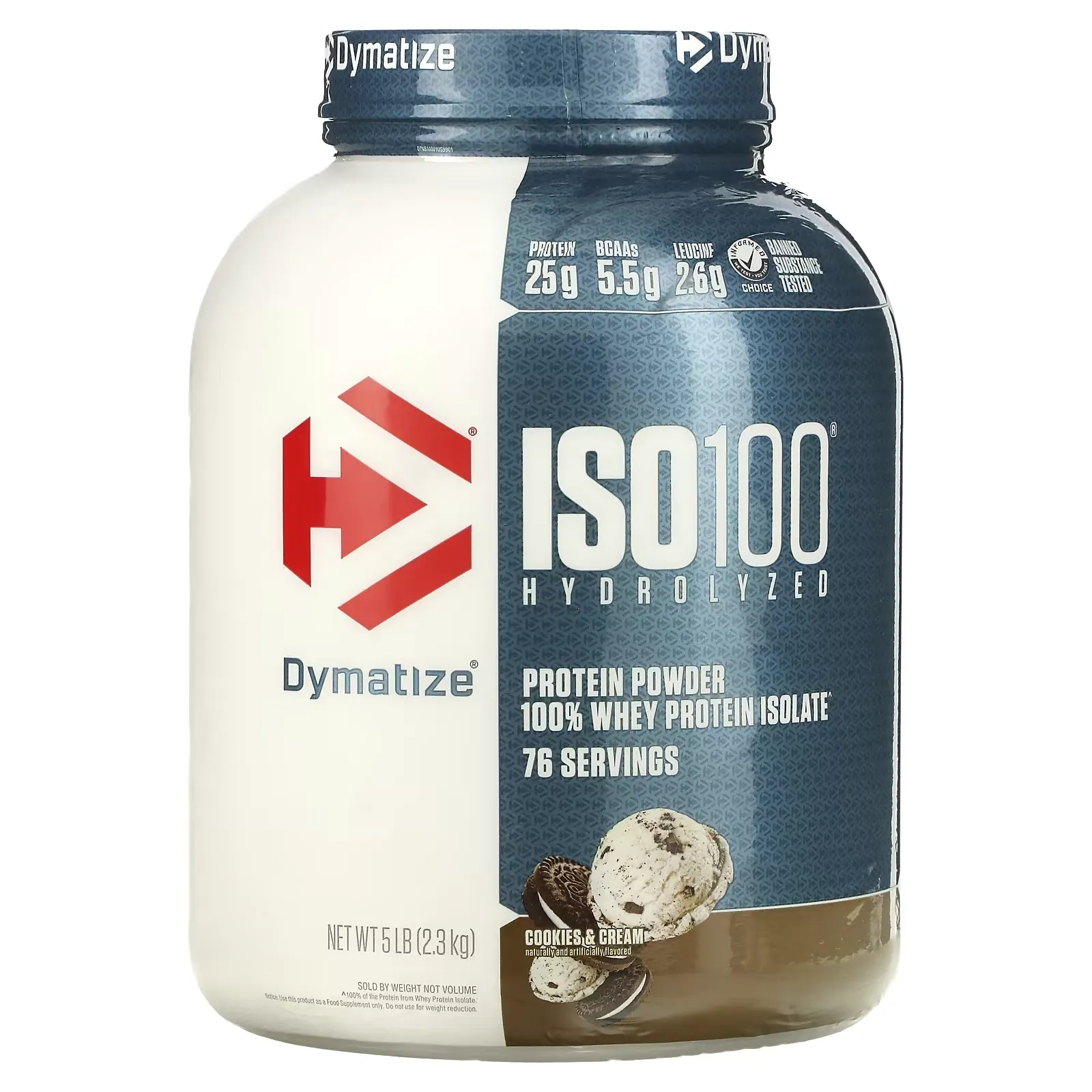 ISO100 Hydrolyzed, 100% Whey Protein Isolate, Cookies & Cream, 5 lb (2.3 kg)