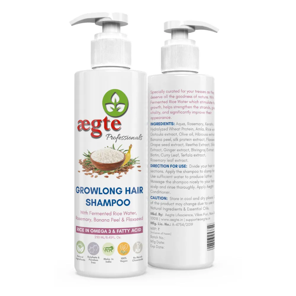 Aegte Growlong Hair Shampoo Enriched with Flaxseed Seeds Rice Water Rosemary Banana Peel