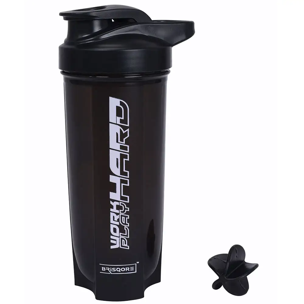 GHC Brisqore Classic Leakproof Protein Sipper Bottle,  Black with Blender Ball  700 ml