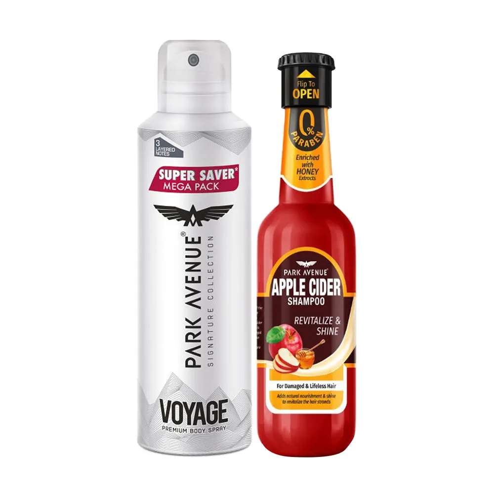 Park Avenue Mega Pack Signature Voyage Premium Deodorant Body Spray And Apple Cider Shampoo