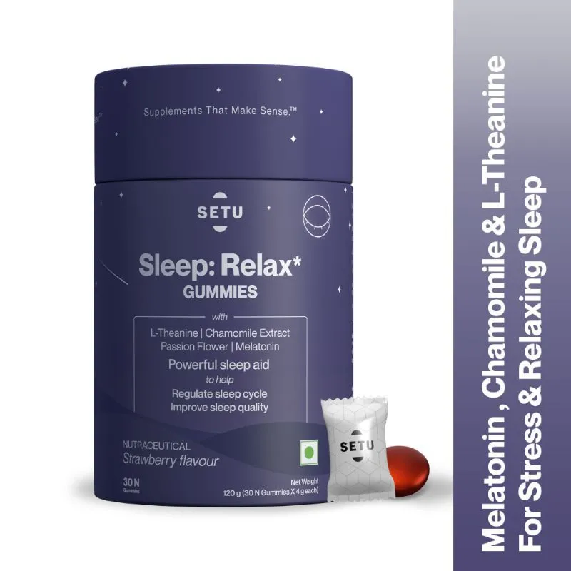 Setu Sleep Relax Gummies - Melatonin 3mg - Helps Improve Sleep Quality & Anxiety