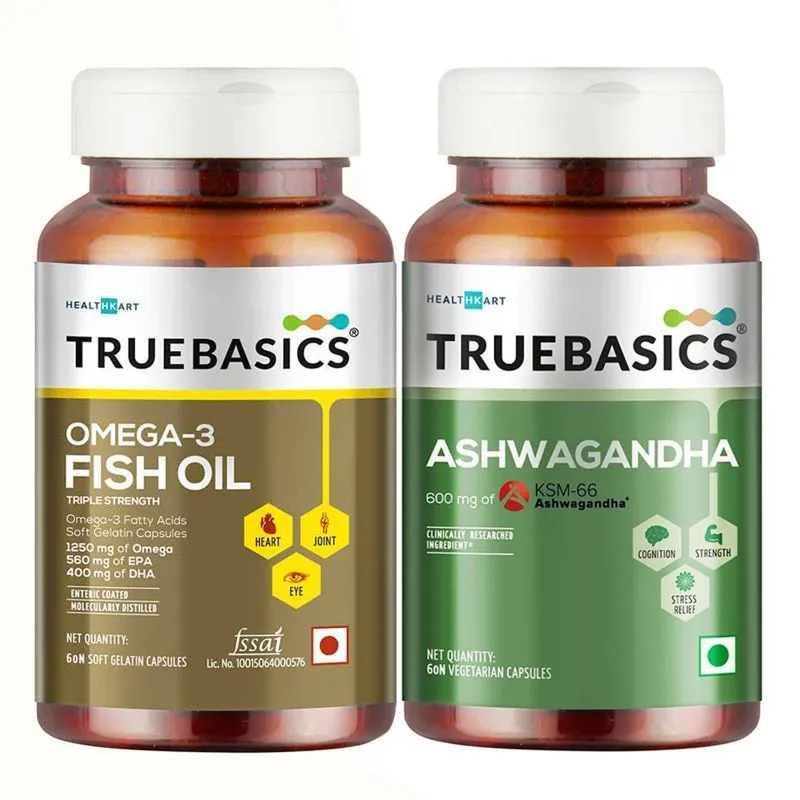 TrueBasics Fish Oil + Ashwagandha Capsules