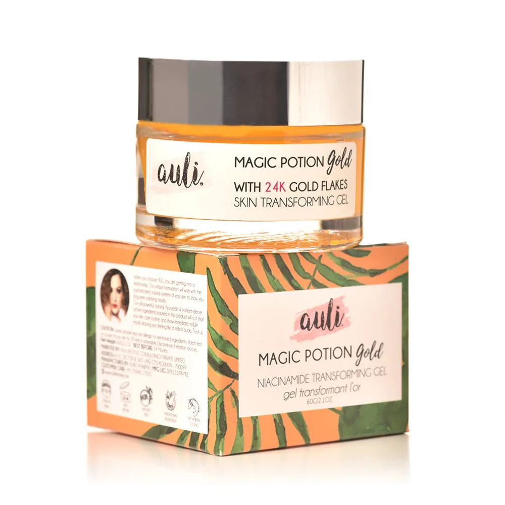 Auli Magic Potion Gold Skin Transforming Gel with 24K Gold Flakes