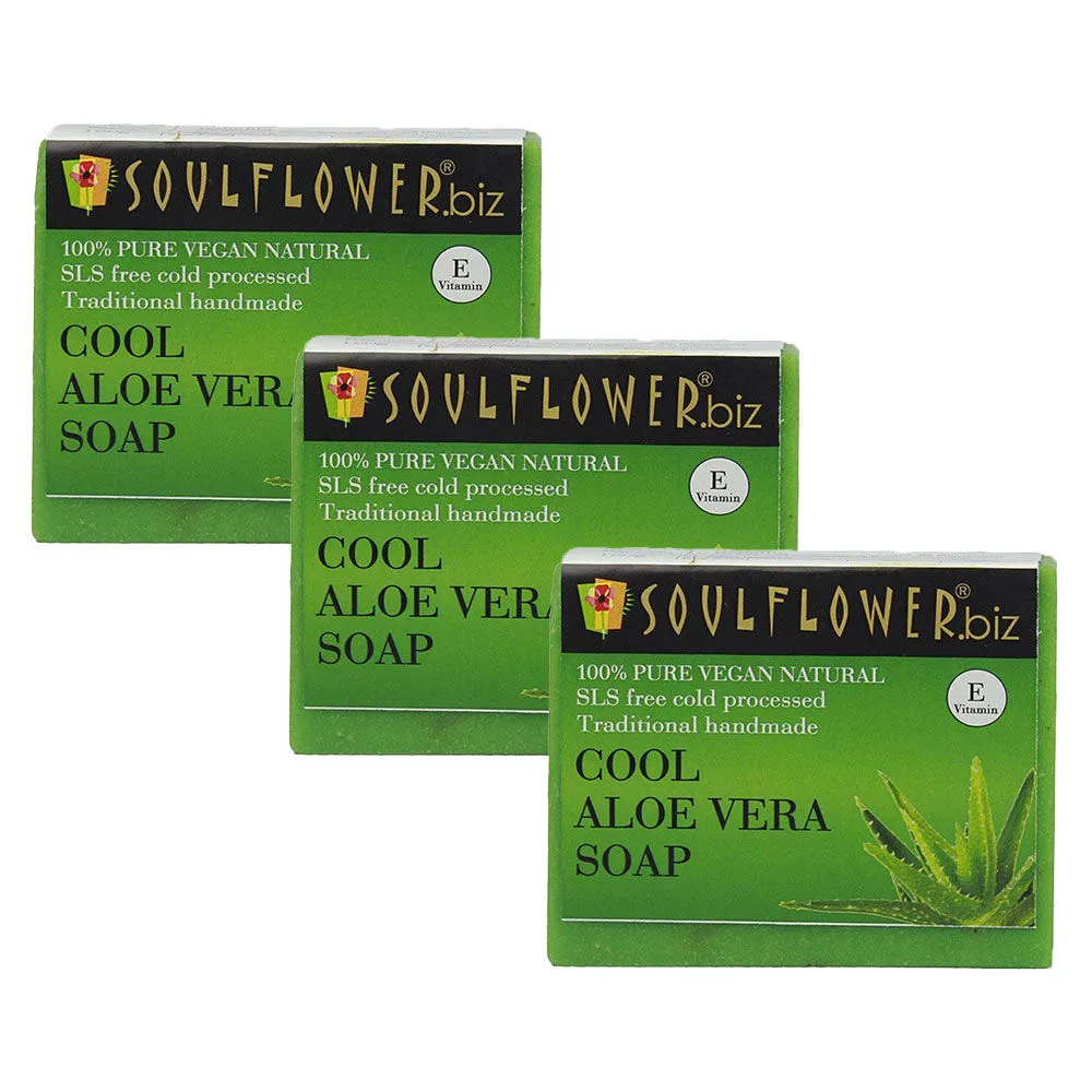 Soulflower Cool Aloe Vera Soap - Set of 3