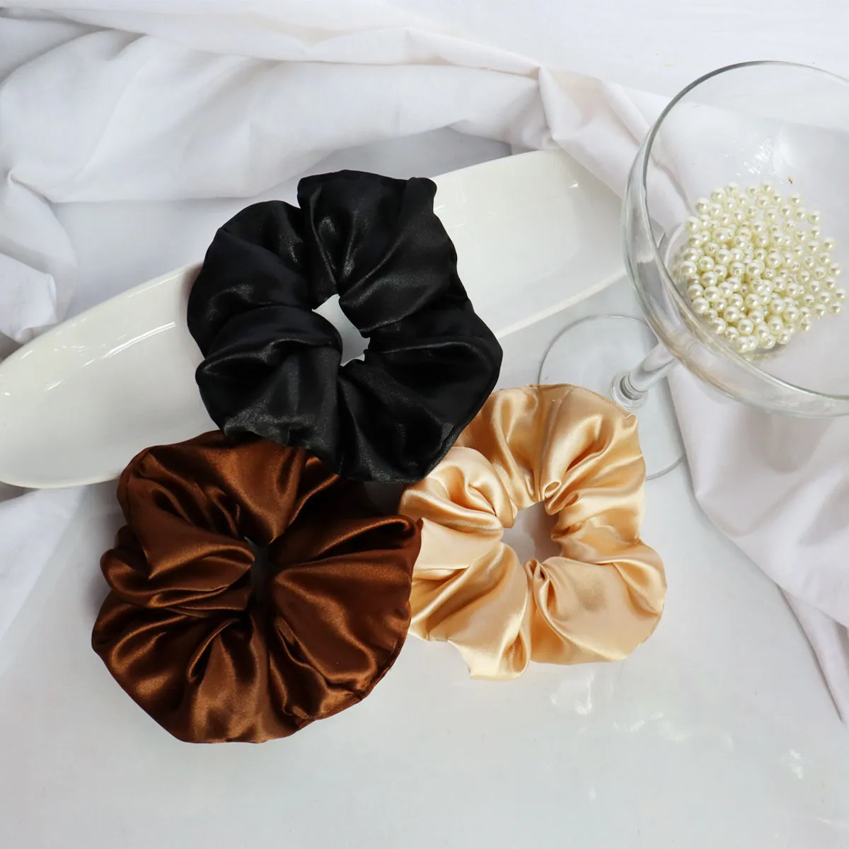 Soho Boho Studio Moody Chocolate Champagne Combo Scrunchies