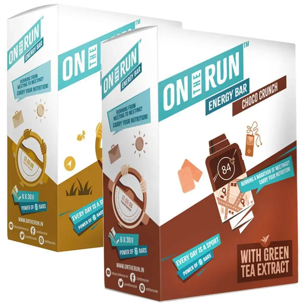 On The Run Energy Bar Combo,  6 Piece(s)/Pack  Hazelnut Magic + Choco Crunch