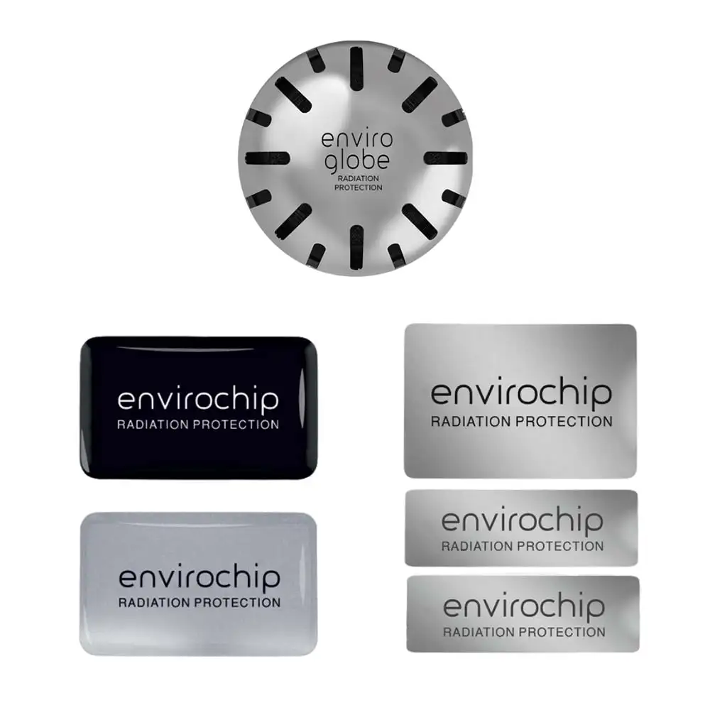 Envirochip Immunity Booster + Radiation Protection Platinum Pack,  for Family - Enviroglobe for Home Radiation Purification (1) + Mobile (2) + Laptop (1) Silver