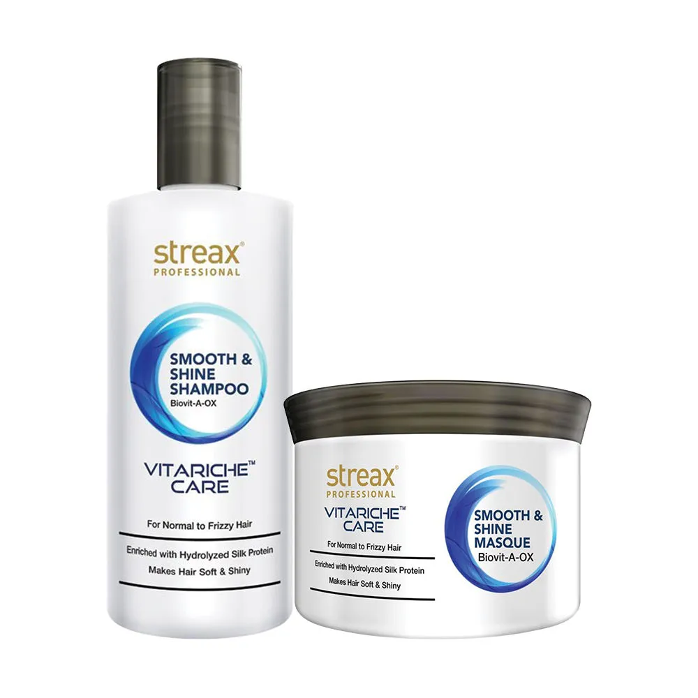 Streax Professional Vitariche Care Smooth and Shine Shampoo + Masque Hair Care Combo