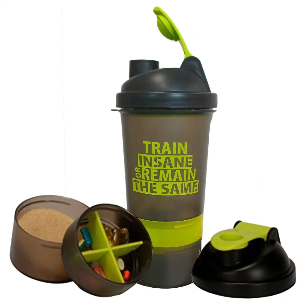 GHC 3-Compartment Shaker Bottle,  Green  600 ml