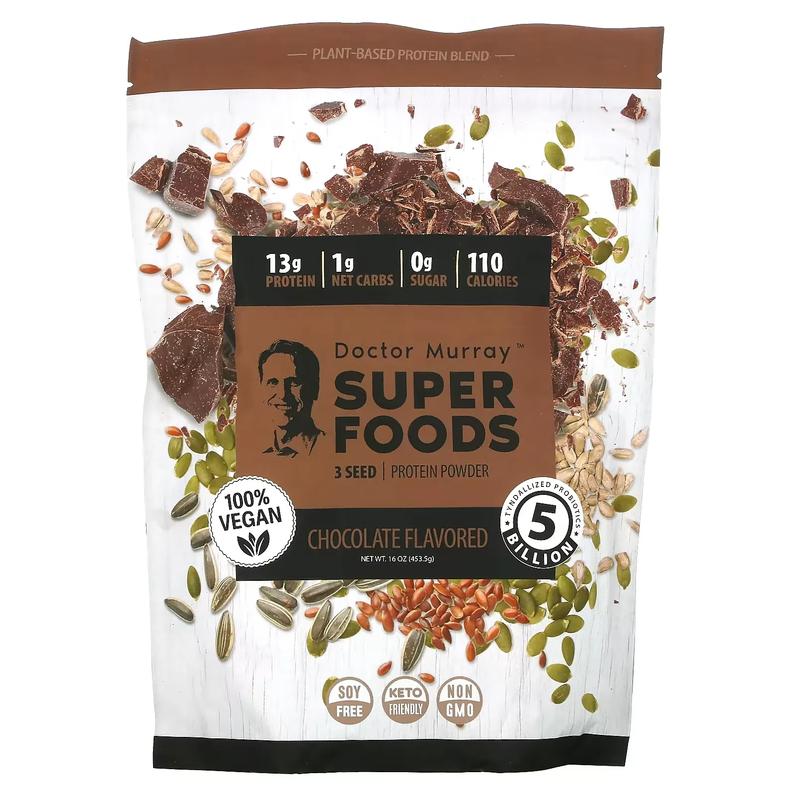 Super Foods, 3 Seed Protein Powder, Chocolate, 16 oz (453.5 g)