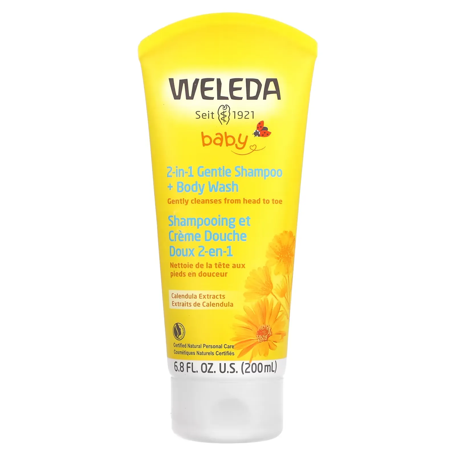 2-in-1 Gentle Shampoo + Body Wash, Calendula Extract, 6.8 fl oz (200 ml)