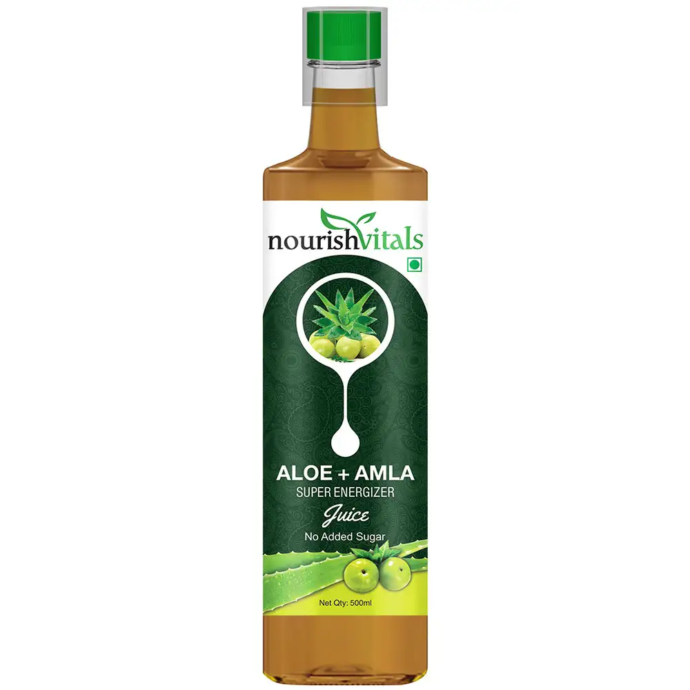 NourishVitals Aloe + Amla Super Energizer Juice,  Natural  0.5 L