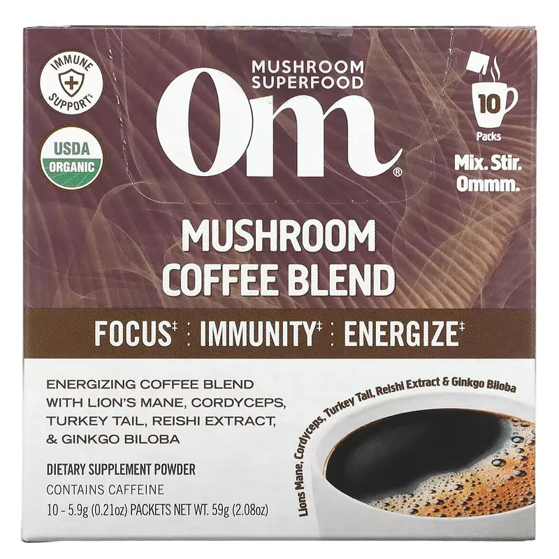 Mushroom Coffee Blend, 10 Packets, .21 oz (5.9 g) Each