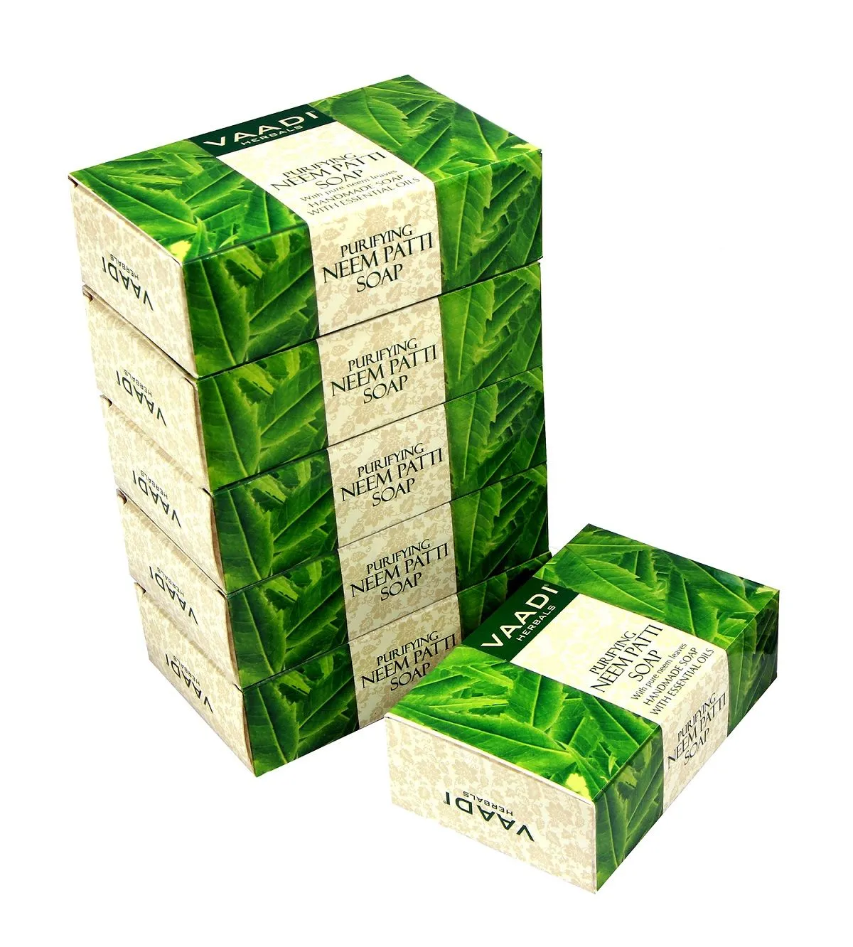 Vaadi Herbals Super Value Pack Of 6 Purifying Neem - Patti Soaps With Pure Neem Leaves