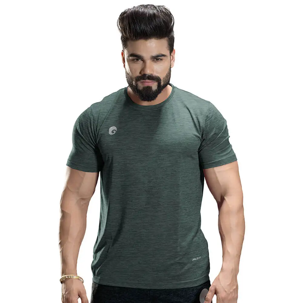 Omtex Gym Polyester T Shirt TS1801,  Green  XXL