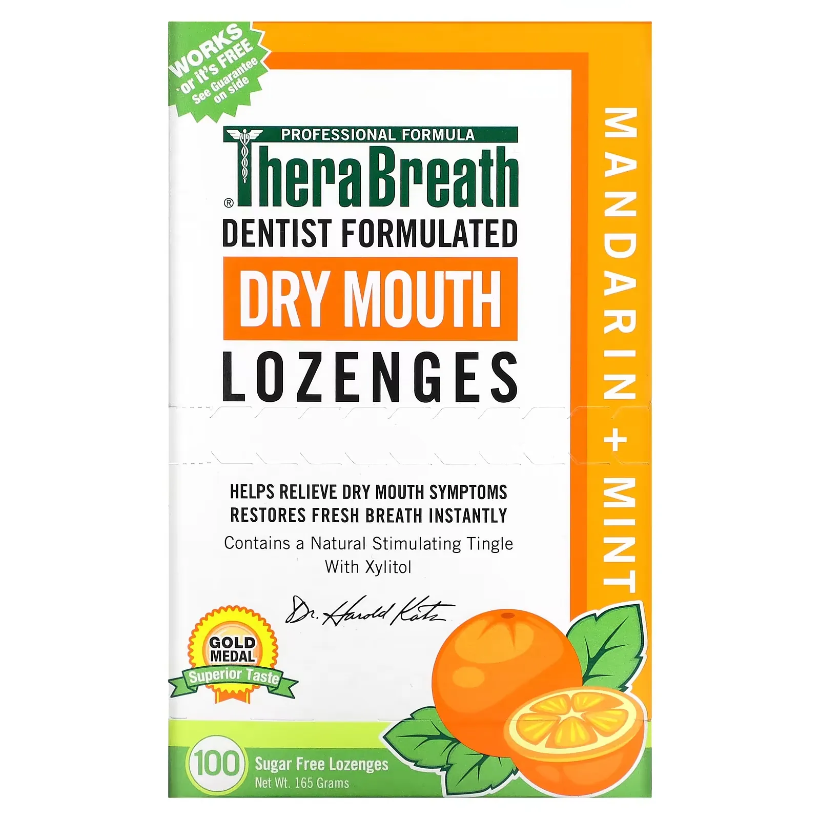 Dry Mouth Lozenges, Mandarin Mint, 100 Sugar Free Lozenges