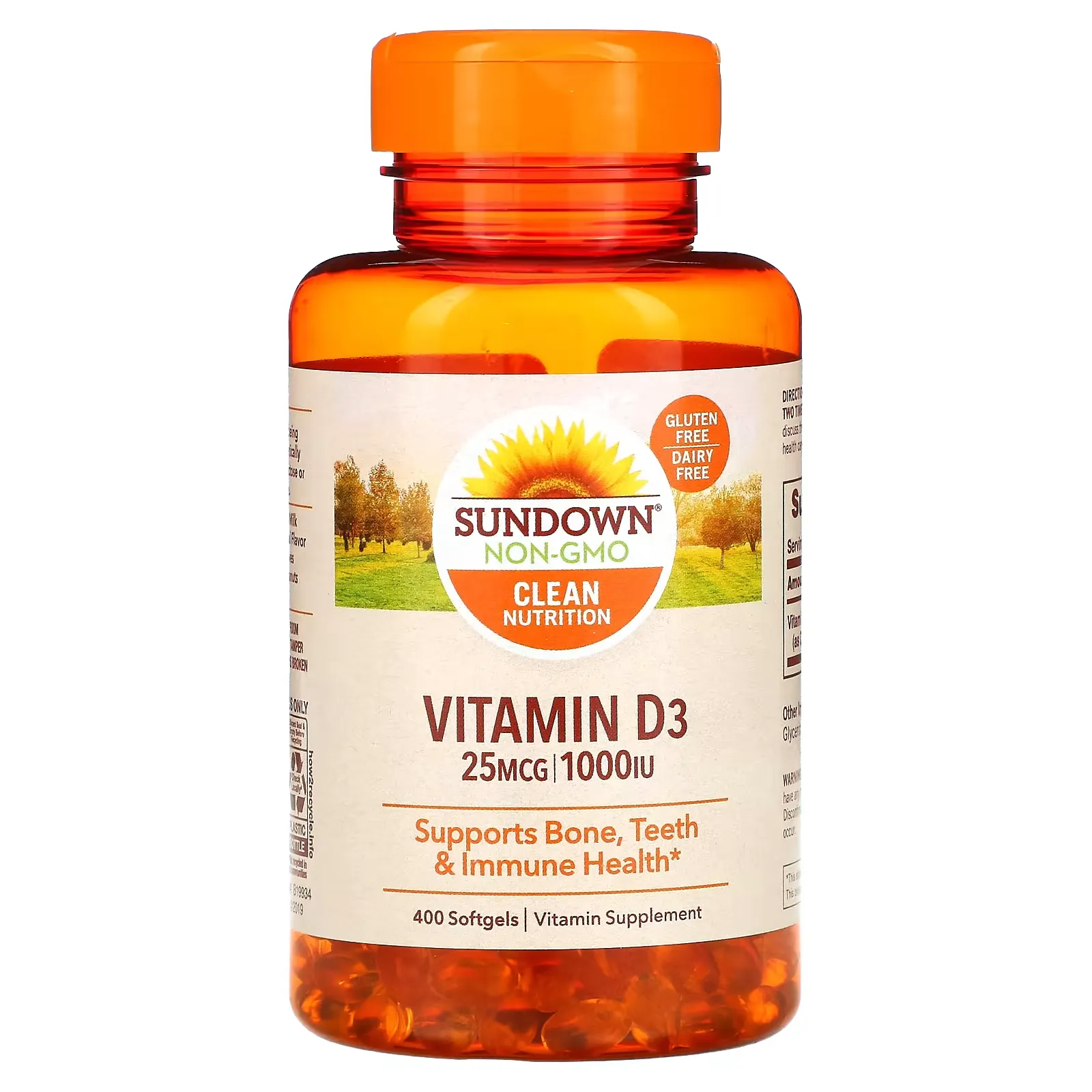 Vitamin D3, 25 mcg (1,000 IU), 400 Softgels