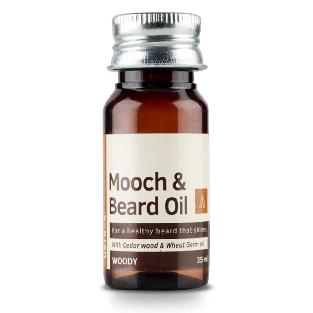 Ustraa Mooch and Beard Oil Woody,  35 ml  with Cedar Wood & Wheat Germ Oil