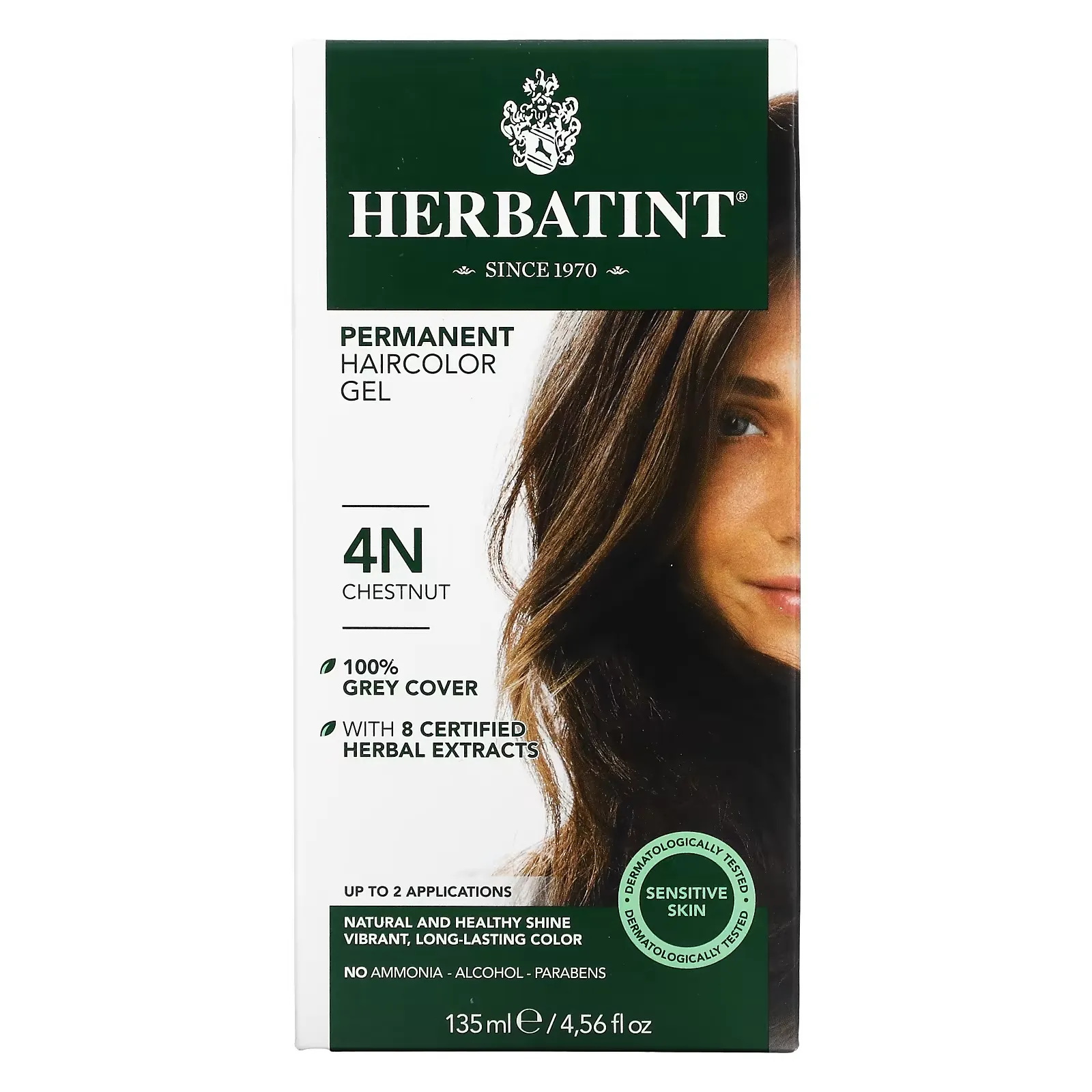 Permanent Haircolor Gel, 4N, Chestnut, 4.56 fl oz (135 ml)