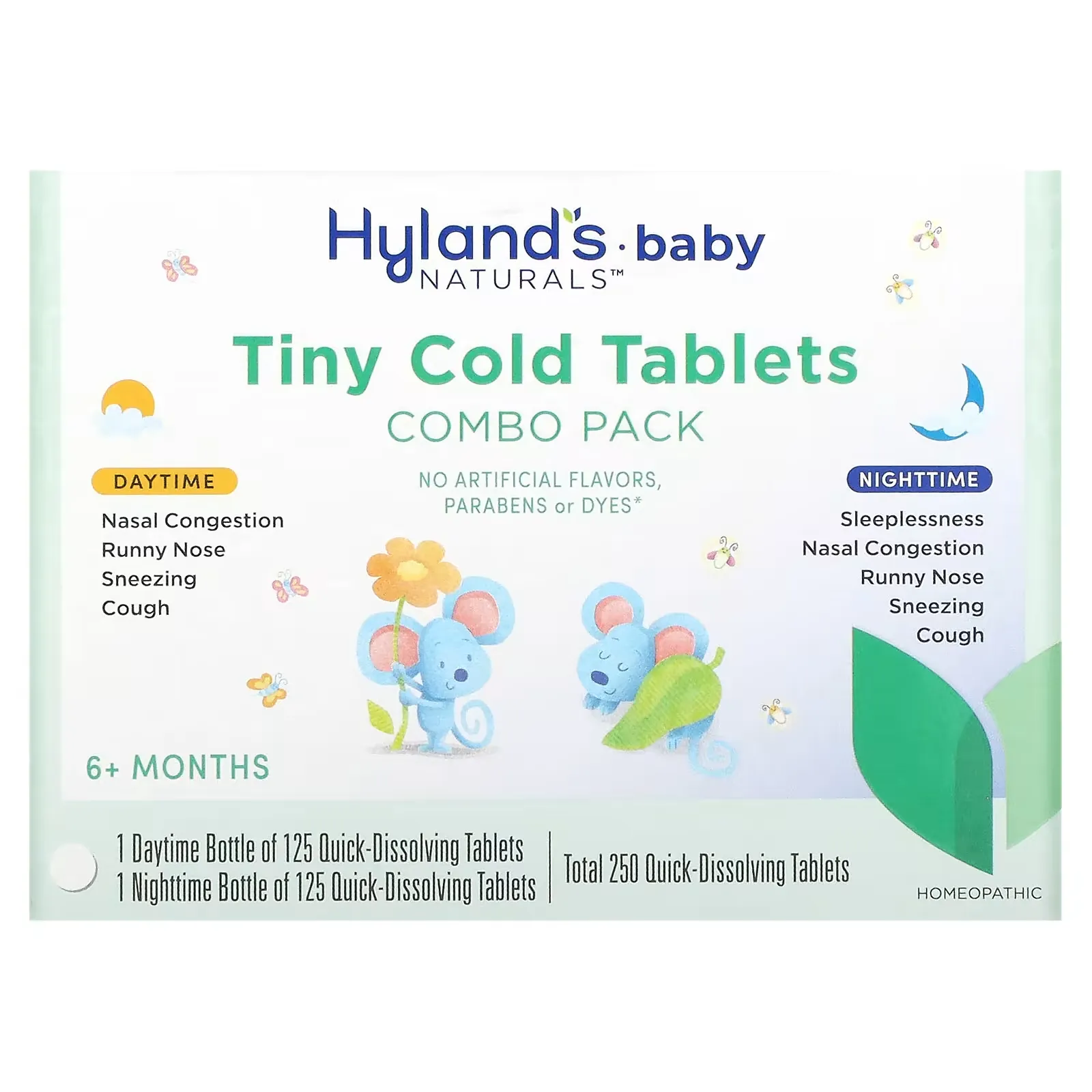 Baby, Tiny Cold Tablets Combo Pack, Daytime/Nighttime, 6+ Months, 250 Quick-Dissolving Tablets