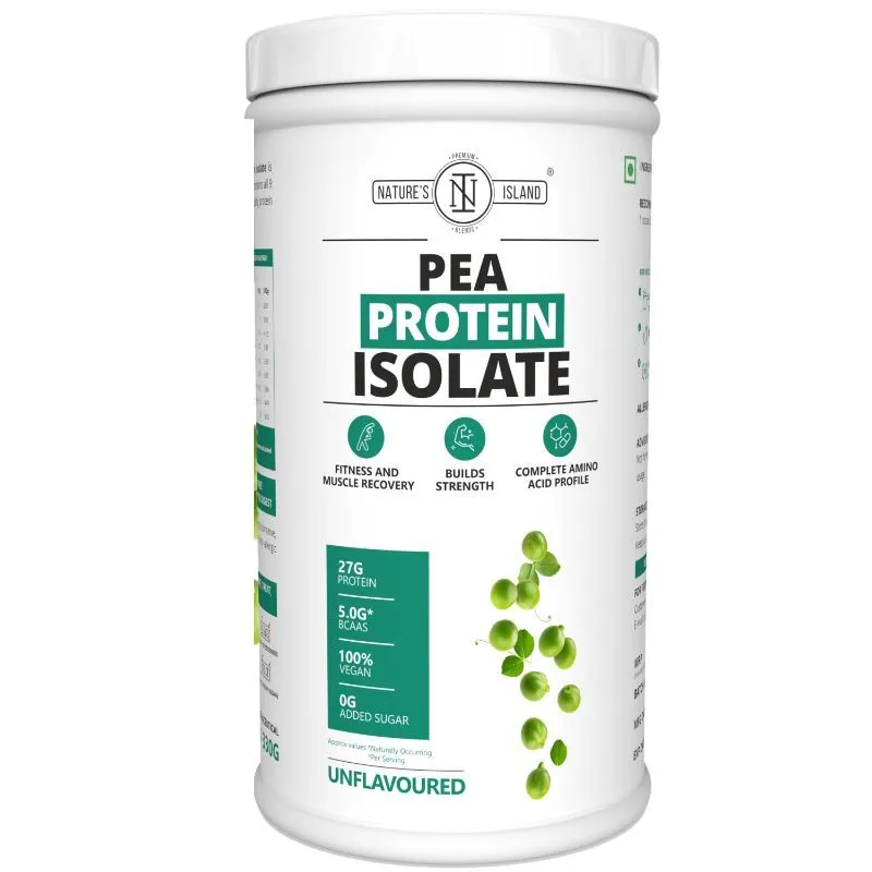 Nature's Island Pea Protein Isolate (27g Protein, 5g Bcaas, 100% Vegan, 0g Sugar)- Unflavoured