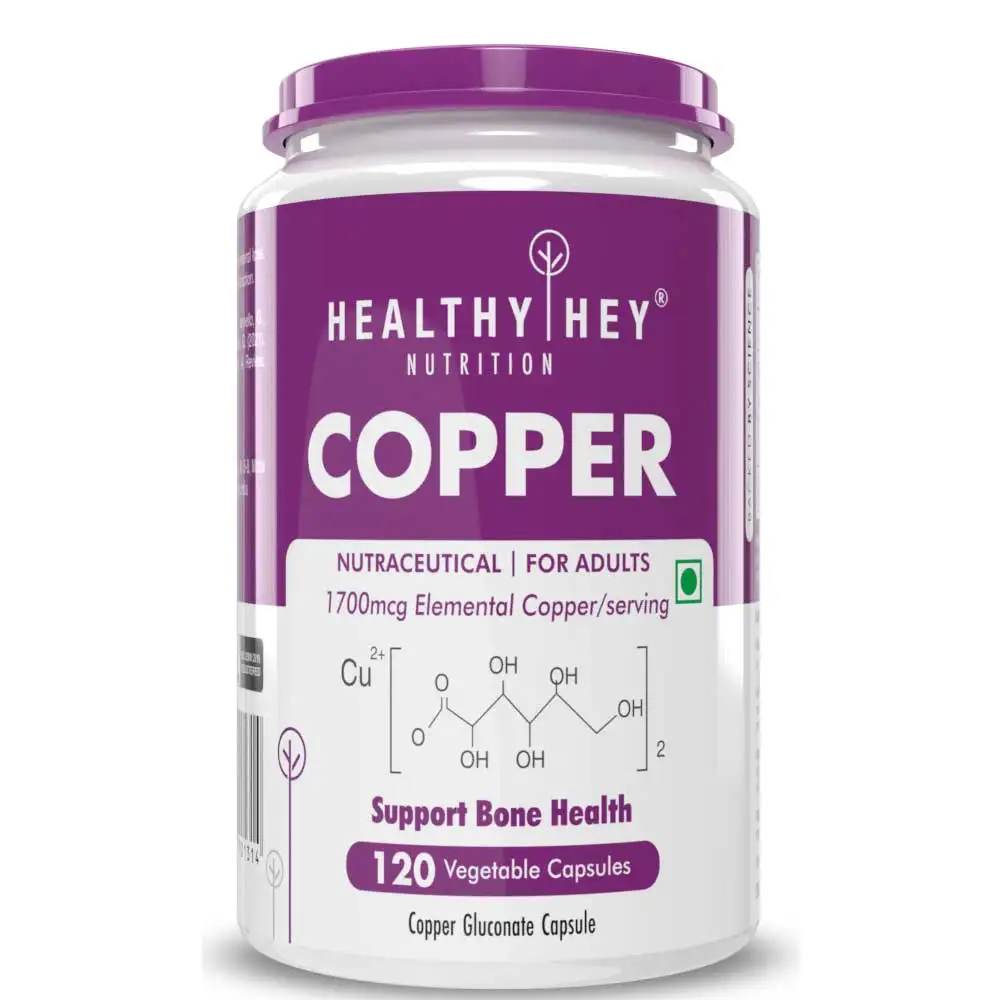 HealthyHey Nutrition Copper Gluconate,  120 veggie capsule(s)  Unflavoured