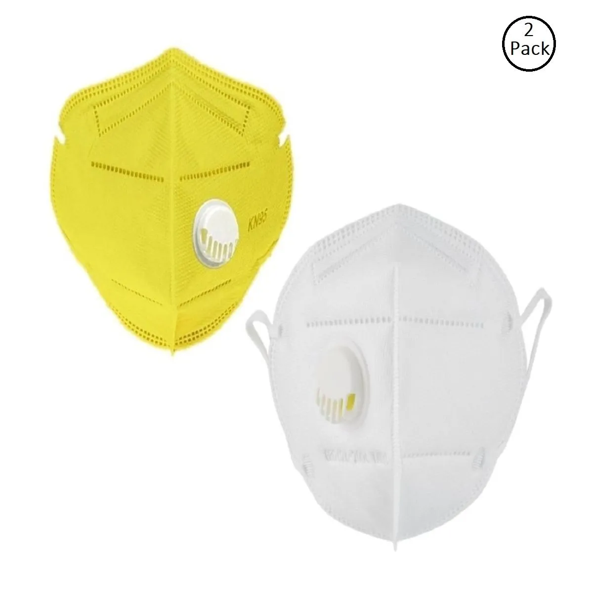 Fabula Pack Of 2 Anti-Pollution Reusable 5 Layer Mask - White Yellow