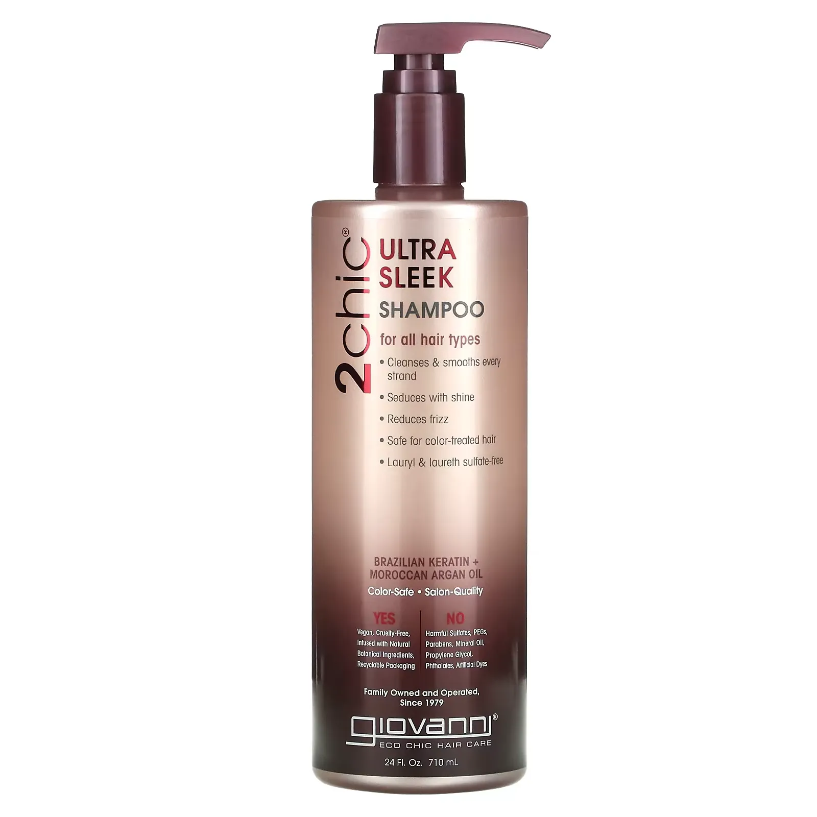 2chic, Ultra-Sleek Shampoo, For All Hair Types, Brazilian Keratin + Moroccan Argan Oil, 24 fl oz (710 ml)