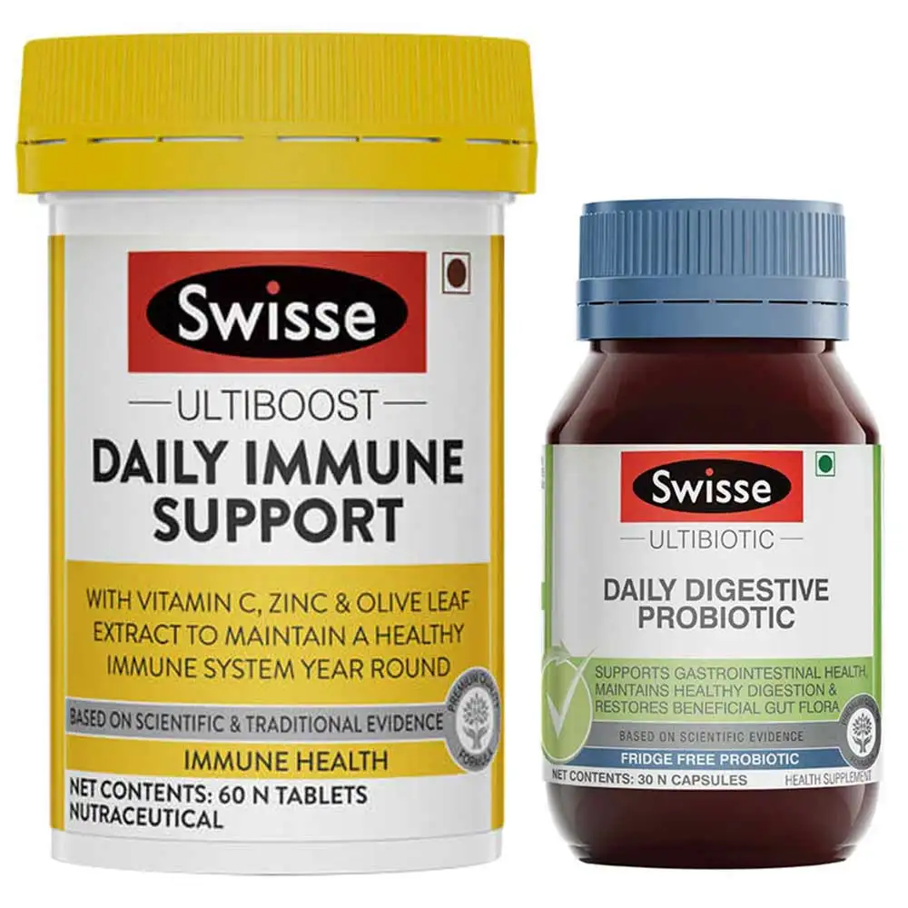 Swisse ULB Daily Digestive Probiotic & Ultiboost Daily Immune Support Combo,  2 Piece(s)/Pack  Unflavoured